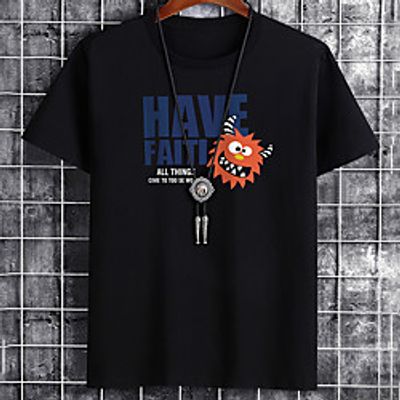 Men's Unisex Tee T shirt Hot Stamping Cartoon Graphic Prints Letter Plus Size Print Short Sleeve Casual Tops Cotton Basic Fashion Designer Big and Tall White Black Khaki miniinthebox
