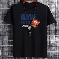 Men's Unisex Tee T shirt Hot Stamping Cartoon Graphic Prints Letter Plus Size Print Short Sleeve Casual Tops Cotton Basic Fashion Designer Big and Tall White Black Khaki miniinthebox - thumbnail