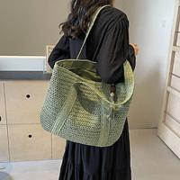 Women's Shoulder Bag Straw Bag Straw Daily Tassel Large Capacity Solid Color Green Khaki Beige Lightinthebox