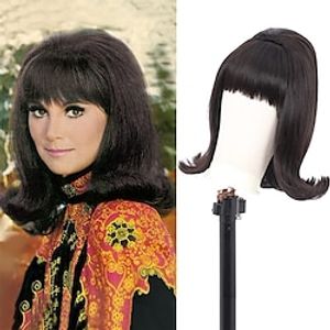 Retro Short Medium Brown Wig 50s 60s 70s Wig with Bangs Big Bouffant Beehive Wigs for Women Synthetic Hair for Halloween Cosplay Costume Party Wigs Lightinthebox
