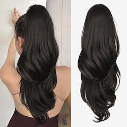 Ponytail Extension Drawstring Ponytail Extension for Women 26 Inch Long Dark Brown Wavy Layered Pony Tails Hair Extensions Synthetic Clip in Ponytail Hairpiece for Women Lightinthebox