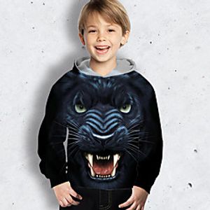 Kids Boys' Hoodie Long Sleeve Navy Blue 3D Print Tiger Animal Daily Indoor Outdoor Active Fashion Daily Sports 3-12 Years Lightinthebox