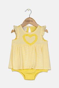 Baby Girls Cotton Skirted Romper  Sunny Yellow