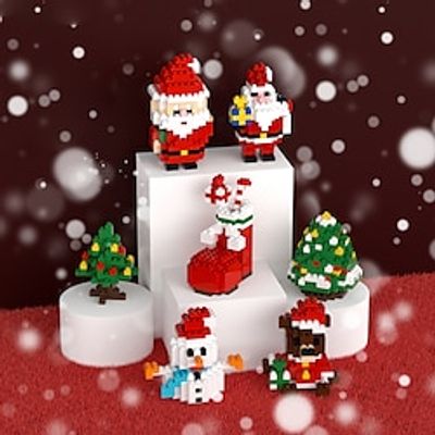 DIY Mini Blocks Christmas Santa Claus Model Micro Bricks Building Block Toy For Kids Snowman Children's Toy Christmas Gift Santa Claus Snowman Stocking Xmas Tree Elk Mushroom Building Toy For Children Lightinthebox