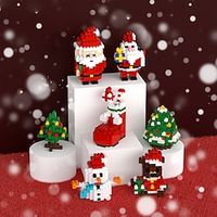 DIY Mini Blocks Christmas Santa Claus Model Micro Bricks Building Block Toy For Kids Snowman Children's Toy Christmas Gift Santa Claus Snowman Stocking Xmas Tree Elk Mushroom Building Toy For Children Lightinthebox - thumbnail