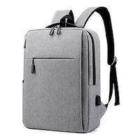 Men's Unisex School Bag Bookbag Functional Backpack Nylon Geometric Pattern Solid Color Waterproof Durable Zipper School Daily Formal Backpack black Backpack light grey Lightinthebox - thumbnail