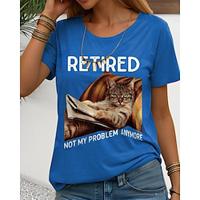 Women's T shirt Tee Animal Cat Dog Daily Blue Short Sleeve Stylish Crew Neck Summer Lightinthebox