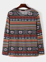 Men Casual Crew NeckChristmas Tribal All Over Print T-Shirt - thumbnail