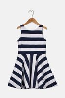 Girls Striped Fit And Flare Dress  Navy/White - thumbnail