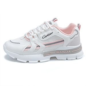 Women's Trainers Athletic Shoes Dad Shoes Flat Heel Round Toe Sporty Casual Dad Shoes Athletic Outdoor Running Shoes Walking Shoes PU Lace-up Black Pink Green miniinthebox