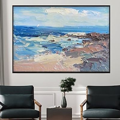 Hand Painted Wall Art Sunset Ocean oil Painting on Canvas Large landscape Oil Painting Ocean Art Beach painting Wall Art Modern Seascape Art Wall Art picture Home Decoration ready to hang or canvas Lightinthebox