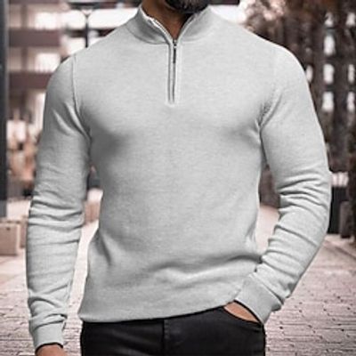 Men's Pullover Sweater Jumper Quarter Zip Sweaters Knit Sweater Ribbed Knit Regular Knitted Plain Turtleneck Modern Contemporary Work Daily Wear Clothing Apparel Winter Black White S M L Lightinthebox Men's Pullover Sweater Jumper Quarter Zip Sweaters Knit Sweater Ribbed Knit Regular Knitted Plain Turtleneck Modern Contemporary Work Daily Wear Clothing Apparel Winter Black White S M L Lightinthebox