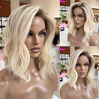 Unprocessed Virgin Hair 13x4 Lace Front Wig Short Bob Brazilian Hair Wavy Multi-color Wig 130% 150% Density with Baby Hair Ombre Hair Glueless Pre-Plucked For Women Short Human Hair Lace Wig Lightinthebox