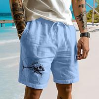 Skull Fish Printed Men's Cotton Shorts Hawaiian Shorts Drawstring Elastic Waist Comfort Breathable Outdoor Holiday Short Lightinthebox