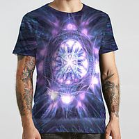 Men's Unisex Tee T shirt 3D Print Graphic Prints Star Plus Size Print Short Sleeve Casual Tops Basic Designer Big and Tall Purple miniinthebox - thumbnail