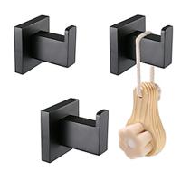 Bath Towel Hooks 3 Pack Coat Clothes Robe Hook Heavy Duty Square Door Hanger Bathroom Kitchen Garage Hotel Wall Hooks Stainless Steel Wall Mounted Brushed Nickel Gold Black Black and Gold Lightinthebox