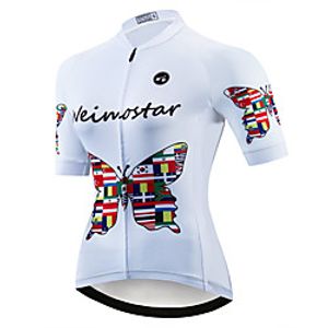 21Grams Women's Short Sleeve Cycling Jersey Summer Spandex Polyester White Butterfly Bike Jersey Top Mountain Bike MTB Road Bike Cycling Quick Dry Moisture Wicking Breathable Sports Clothing Apparel Lightinthebox