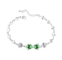 Swarovski Elements 18K White Gold Plated Bracelet Encrusted with Green Swarovski Crystals, SWR-318