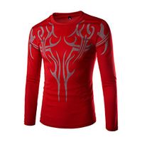 Men's Tunic Plain Print Long Sleeve Casual Tops Comfortable Red Lightinthebox - thumbnail