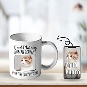 Good Morning Human Servant Mug Design Your Own Coffee Mugs For Your Cat Custom Mug Custom Coffee Mug Personalized Ceramic Mug Customizable Mug Lightinthebox