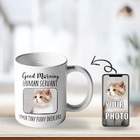 Good Morning Human Servant Mug Design Your Own Coffee Mugs For Your Cat Custom Mug Custom Coffee Mug Personalized Ceramic Mug Customizable Mug Lightinthebox - thumbnail