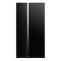 Hitachi 700L Gross Side by Side 2 Door Refrigerator No Frost ,Dual Fan Cooling, LED Control Panel, Twist Ice Maker, Door Alarm, Glass Black RS700PUK0GBK