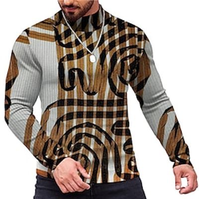 Geometry Casual Men's Print Knitting Pullover Sweater Jumper Knitwear Outdoor Daily Vacation Long Sleeve Turtleneck Sweaters Blue Orange Green Fall Winter S M L Sweaters Lightinthebox