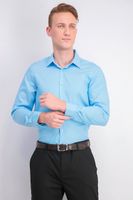 Mens Slim Fit Non Iron Herringbone Dress Shirt  Lake Blue - thumbnail