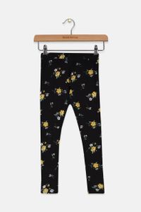 Kids Girl Floral Leggings  Black