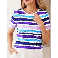 Women's T shirt Tee Tie Dye Striped Daily Purple Short Sleeve Stylish Crew Neck Summer Lightinthebox