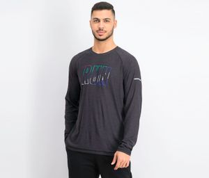 Mens Run Print Knit T-Shirt  Dark Grey