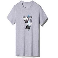 Men's Unisex Tee T shirt Hot Stamping Graphic Prints Letter Plus Size Print Short Sleeve Casual Tops Cotton Basic Fashion Designer Big and Tall White Black Light gray miniinthebox - thumbnail