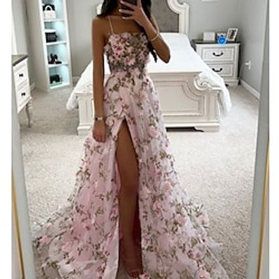 A-Line Prom Dresses Corsets Dress Formal Evening Party Court Train Sleeveless Spaghetti Strap Tulle with Slit 2023 Lightinthebox A-Line Prom Dresses Corsets Dress Formal Evening Party Court Train Sleeveless Spaghetti Strap Tulle with Slit 2023 Lightinthebox
