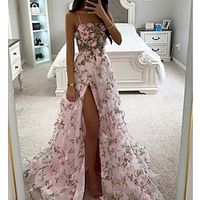 A-Line Prom Dresses Corsets Dress Formal Evening Party Court Train Sleeveless Spaghetti Strap Tulle with Slit 2023 Lightinthebox - thumbnail