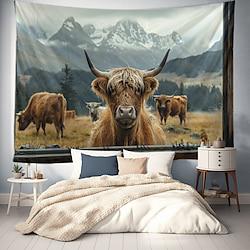 Highland Cattle Hanging Tapestry Wall Art Large Tapestry Mural Decor Photograph Backdrop Blanket Curtain Home Bedroom Living Room Decoration Lightinthebox