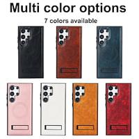 Phone Case For Samsung Galaxy S24 S23 S22 Plus Ultra With Magsafe Magnetic Support Wireless Charging Kickstand Retro TPU PU Leather Lightinthebox