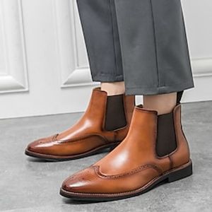 Men's Boots Chelsea Boots Brogue Dress Shoes Vintage Business Wedding Party  Evening PU Booties  Ankle Boots Loafer Black Brown Fall Winter Lightinthebox