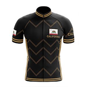 21Grams Men's Short Sleeve Cycling Jersey Summer Spandex Polyester Black  Yellow California Republic Bike Jersey Top Mountain Bike MTB Road Bike Cycling Quick Dry Moisture Wicking Breathable Sports Lightinthebox