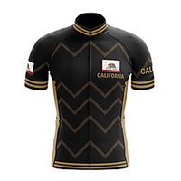 21Grams Men's Short Sleeve Cycling Jersey Summer Spandex Polyester Black  Yellow California Republic Bike Jersey Top Mountain Bike MTB Road Bike Cycling Quick Dry Moisture Wicking Breathable Sports Lightinthebox - thumbnail