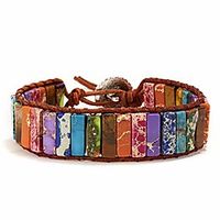 7 chakra bracelets for women with real stones leather wrap healing bead bracelet women men boho friendship jewelry Lightinthebox - thumbnail