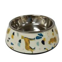 Nutrapet Applique Melamine Round Medium Pet Bowl, Camel White