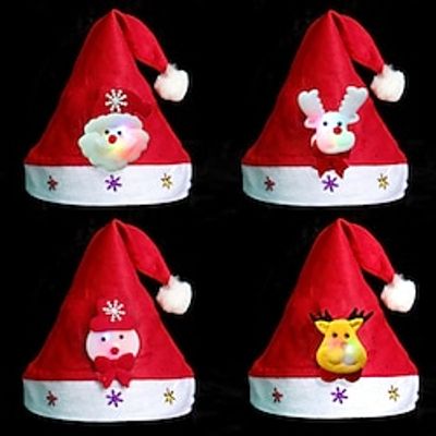 4 PCS  LED Santa Claus Christmas Hat for Men's Women's Unisex Boys Party Christmas Christmas New Year Masquerade Easy Halloween Costumes Lightinthebox