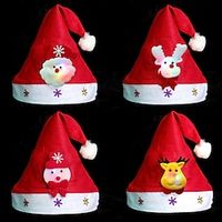 4 PCS  LED Santa Claus Christmas Hat for Men's Women's Unisex Boys Party Christmas Christmas New Year Masquerade Easy Halloween Costumes Lightinthebox - thumbnail
