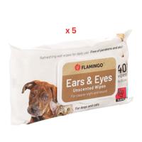 Flamingo Reini Ears & Eyes Unscented Cat & Dog Pet Wipes 40pcs Pack Of 5
