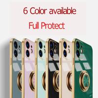 Flat Edge Ring Case For iPhone X XR XS Max 11Pro 11 Pro Max 12 Pro Mini Soft Case For iPhone 7 8 Plus SE 2020 12Pro 12MINI Cover