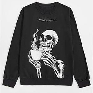 Men's Sweatshirt Pullover Graphic Patterned Skull Skeleton Print Daily Sports Streetwear 3D Print Casual Big and Tall Hoodies Sweatshirts  Black Lightinthebox