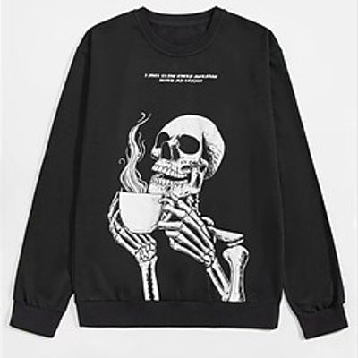 Men's Sweatshirt Pullover Graphic Patterned Skull Skeleton Print Daily Sports Streetwear 3D Print Casual Big and Tall Hoodies Sweatshirts  Black Lightinthebox