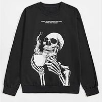 Men's Sweatshirt Pullover Graphic Patterned Skull Skeleton Print Daily Sports Streetwear 3D Print Casual Big and Tall Hoodies Sweatshirts  Black Lightinthebox - thumbnail