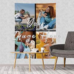 Customized Personalize Hanging Tapestry 4 Grids Vertical with Your Photo Wall Art Mural Decor Photograph Backdrop Home Bedroom Living Room Decoration Lightinthebox