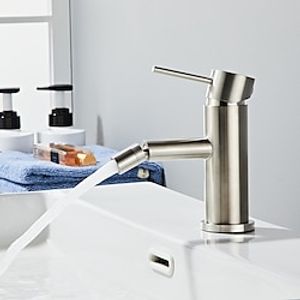 Stainless Steel Bathroom Sink Faucet, Cold Hot Water Centerset Single Handle One Hole Bath Taps Lightinthebox